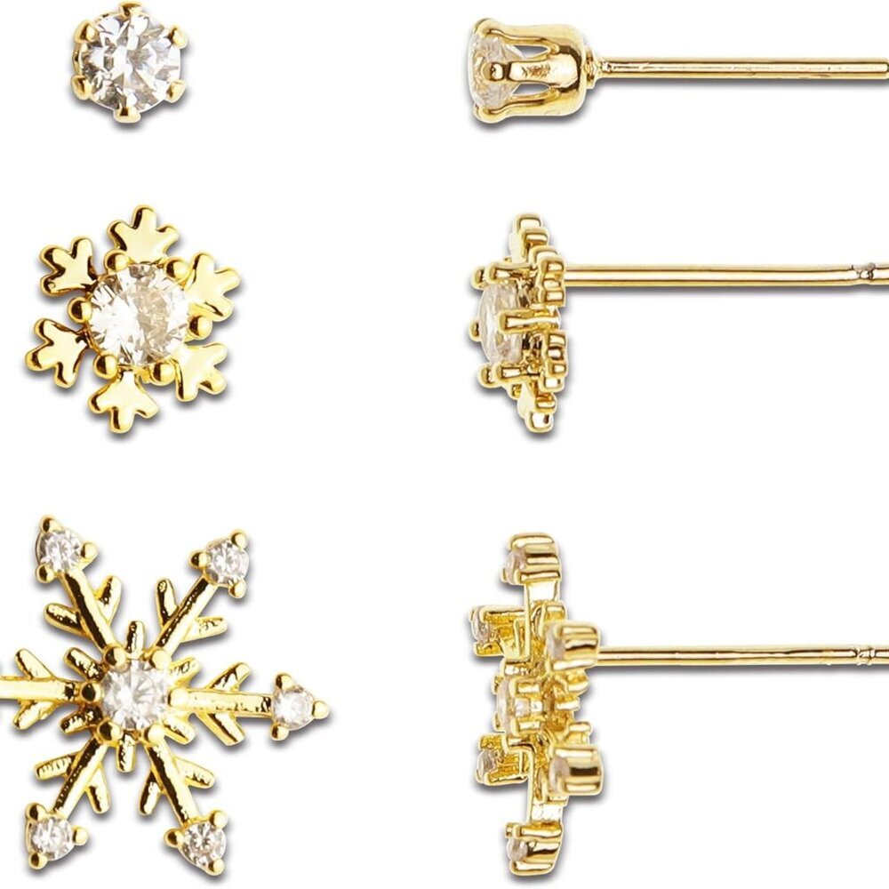 3 Pairs Tiny Cute Studs Set for Women, 925 Sterling Silver Love Prom Jewelry Gif
